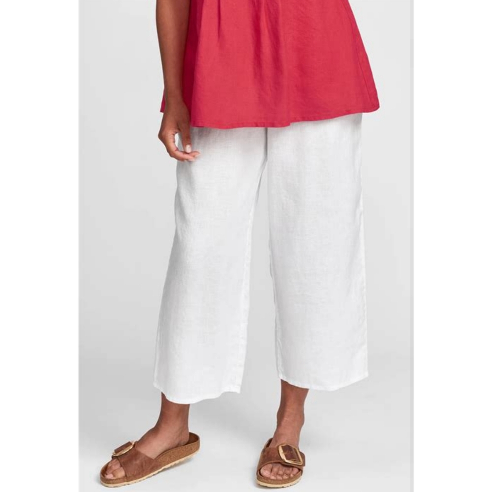Flax Floods Linen Pants Size Large White
